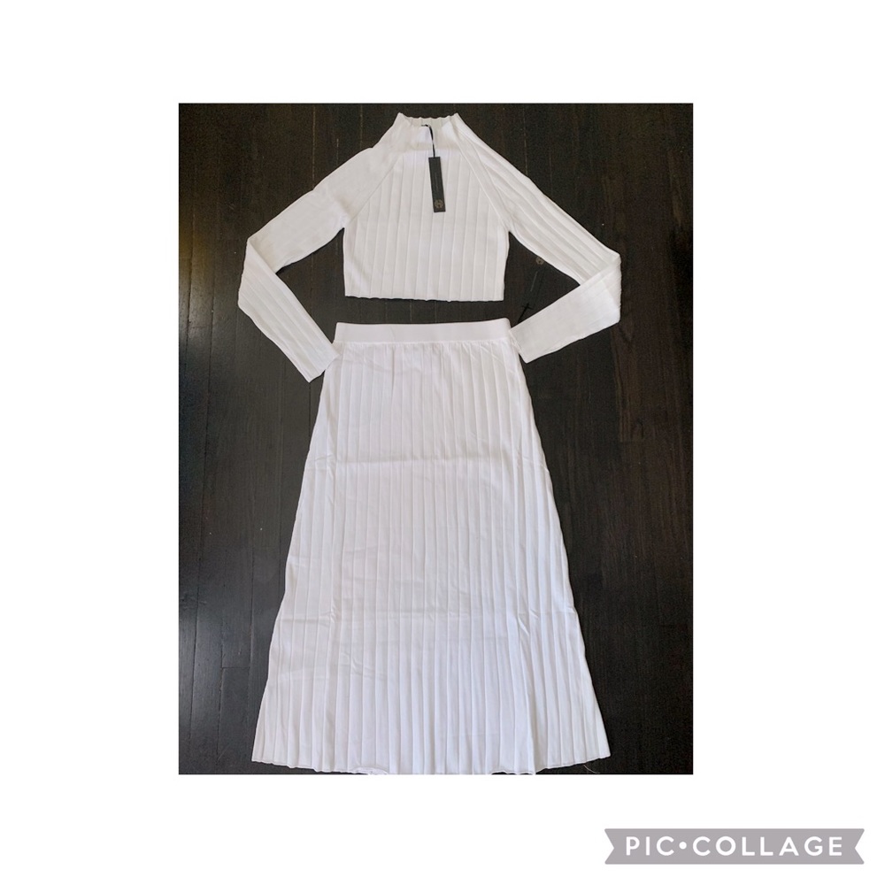 House of Harlow ribbed body con midi skirt and top